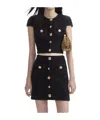 Self-portrait Knitted Miniskirt With Jewels Buttons In Black