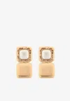 Self-portrait Gold-colored Square Earrings Self Portrait In Nude