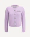 Self-portrait Lilac Crystal Trim Knit Cardigan