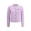 Self-portrait Lilac Crystal Trim Knit Cardigan In Purple