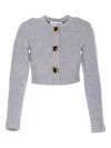 Self-portrait Jewelled-button Wool Cardigan In Gray