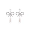 Self-portrait Bow Drop Earrings With Pearl And Crystal