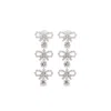 Self-portrait Micro Bow Crystal Tiered Earrings In Metallic