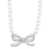 Self-portrait Lustrous Pearl Necklace With Bow-shaped Pendant
