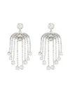 Self-portrait Crystal-embellished Silver-plated Drop Earrings In Silver