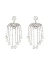 Self-portrait Crystal-embellished Silver-plated Drop Earrings In Silver