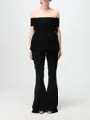 Self-portrait Black Crepe Off Shoulder Jumpsuit Black In Schwarz