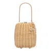 Self-portrait Bow Charm Mini Bag With Wicker Texture In Beige