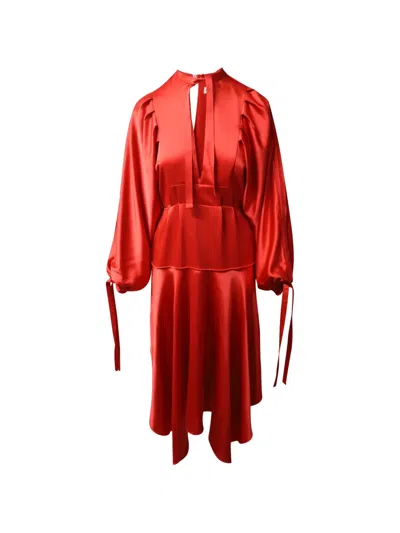 Pre-owned Self-portrait Keyhole-detail Dress In Red