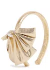 Self-portrait Kids Bow-embellished Lamé Headband In Gold