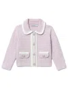 Self-portrait Waffle-knit Cardigan In Lilla