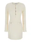 SELF-PORTRAIT MINI WHITE KNIT DRESS WITH BUTTONS IN FABRIC WOMAN
