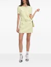 Self-portrait Wool Blend Dress With Waist Belt In Neutral
