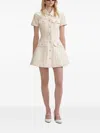 Self-portrait Structured Beige Dress With Classic Collar And Flap Pockets In Neutral