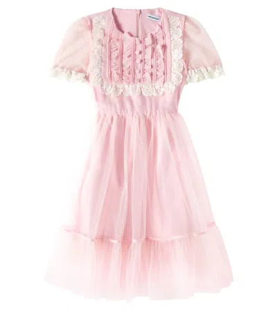Self-portrait Kids' Tulle Dress In Pink