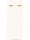 Self-portrait Knee-length Skirt With Textured Fabric And Gold Accents In White