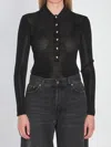 Self-portrait Viscose Knit Bodysuit In Black