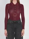 Self-portrait Self Portrait Women Burgundy Viscose Knit Long-sleeved Bodysuit In Burgundy