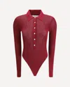 Self-portrait Self Portrait Women Burgundy Viscose Knit Long-sleeved Bodysuit In Burgundy