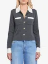 Self-portrait Self Portrait Women Wool Blend Cardigan With Contrasting Collar In Gray