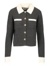 Self-portrait Self Portrait Women Wool Blend Cardigan With Contrasting Collar In Gray