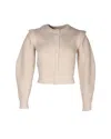 Self-portrait Knit Cardigan In Beige Cotton In Beige