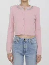 Self-portrait Crystal-embellished Cardigan In Pink