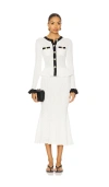 Self-portrait Pointelle Knit Contrast Midi Dress