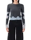 Self-portrait Self Portrait Dark Grey Wool Blend Sweater In Blue