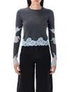 Self-portrait Self Portrait Dark Grey Wool Blend Sweater In Blue