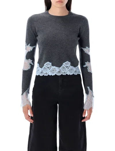 Self-portrait Knit Crew Neck Lace Detail
