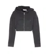 Self-portrait Knit Cropped Zip Hoodie In Grey