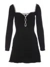 Self-portrait Knit Diamante Mini Dress In Black