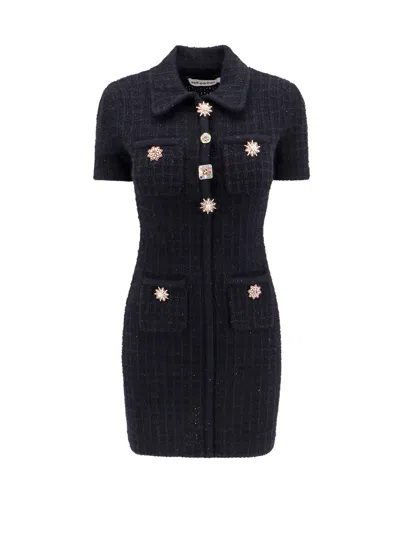 Self-portrait Knit Dress With Jewel Buttons In Black