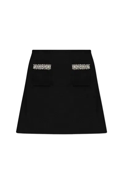 SELF-PORTRAIT KNIT EMBELLISHED MINI SKIRT