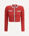 Self-portrait Waffle Knit Crystal Embellished Cardigan