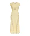 Self-portrait Knit Lace Insert Midi Dress Yellow In Nude