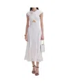 Self-portrait Knit Lace Insert Midi Dress In White