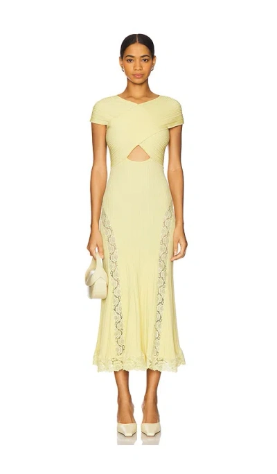 SELF-PORTRAIT KNIT LACE INSERT MIDI DRESS