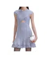 Self-portrait Self Portrait Blue Knit Lace Insert Mini Dress In Purple
