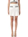 Self-portrait Textured Knit Skirt With Pockets And Buttons