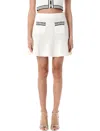 Self-portrait Textured Knit Skirt With Pockets And Buttons