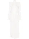Self-portrait Gathered Jersey Maxi Dress In 白色