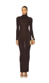 Self-portrait Form-fitting Black Maxi Dress In Brown