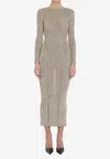 Self-portrait Ribbed Lurex Knit Turtleneck Maxi Dress In Gold