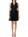 Self-portrait Pointelle-knit Sleeveless Mini Dress In Black