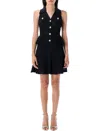 Self-portrait Pointelle-knit Sleeveless Mini Dress In Black