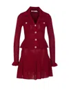 Self-portrait Self Portrait Women Burgundy Pointelle Knit Long-sleeved Mini Dress