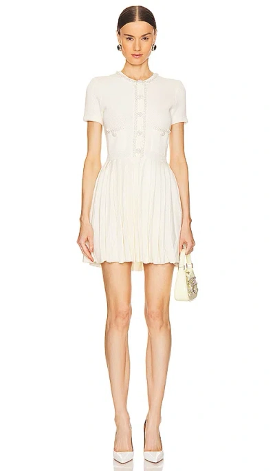 Self-portrait Knit Mini Dress In 奶油色