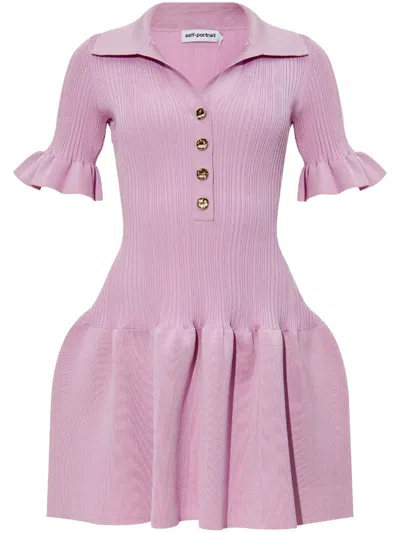 Self-portrait Knit Mini Dress In Pink